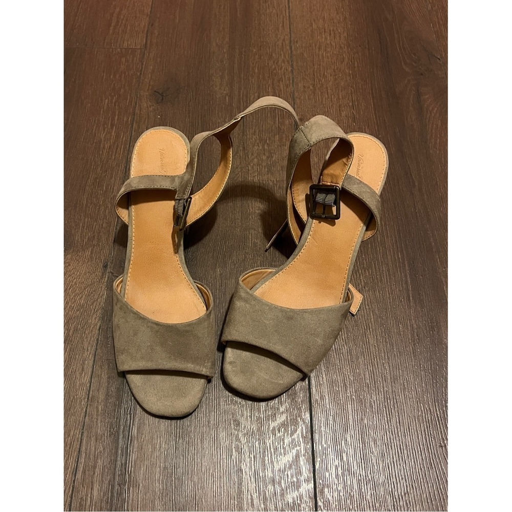 Universal Thread Suede Open-Toe Block Heel Sandals Taupe Brown Womens Size 10